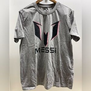 Men's Gray and Pink Messi Graphic T-Shirt